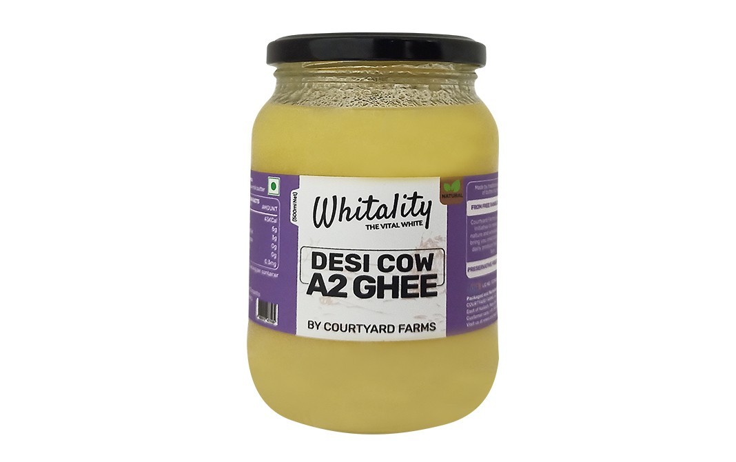 Courtyard Farms Whitality Desi Cow A2 Ghee    Glass Jar  500 grams